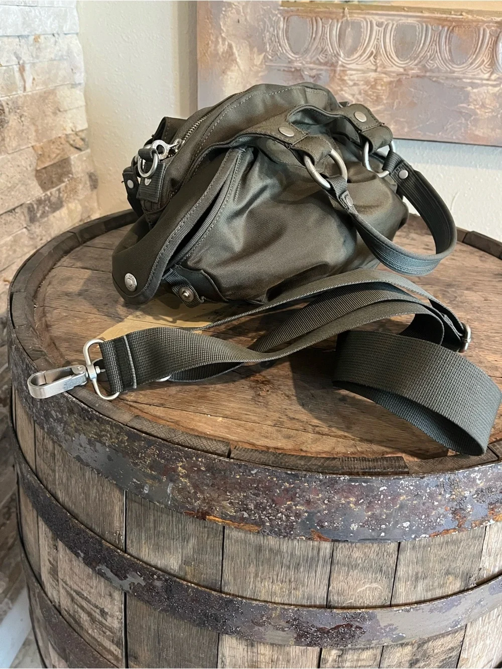 George Gina and Lucy Olive Green “Marry Me?” Bag with Detachable Strap